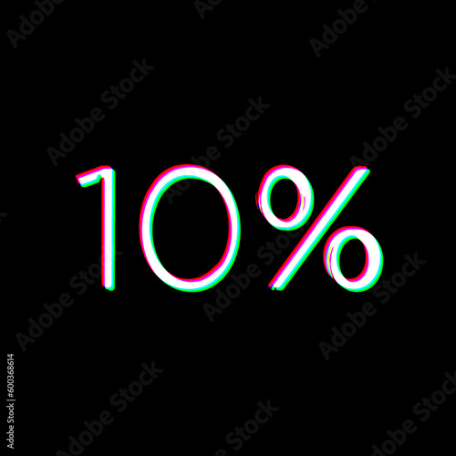 White Black 10 % Percent Sign Text Business Sale Price Off Discount Symbol Grudge Scratched Dirty Style Punk Print Symbol illustration