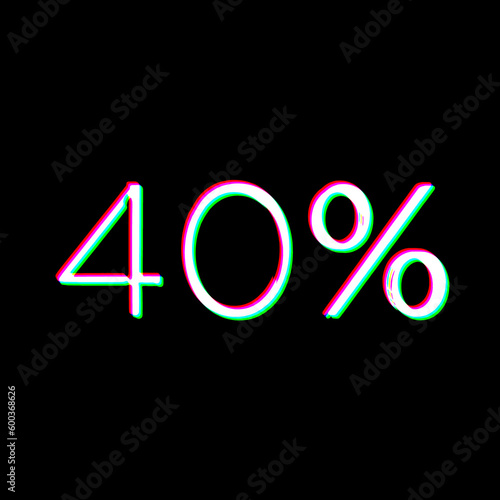 White Black 40 % Percent Sign Text Business Sale Price Off Discount Symbol Grudge Scratched Dirty Style Punk Print Symbol illustration