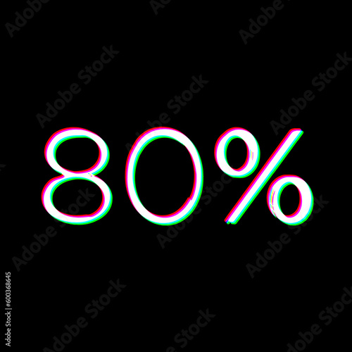 White Black 80 % Percent Sign Text Business Sale Price Off Discount Symbol Grudge Scratched Dirty Style Punk Print Symbol illustration photo