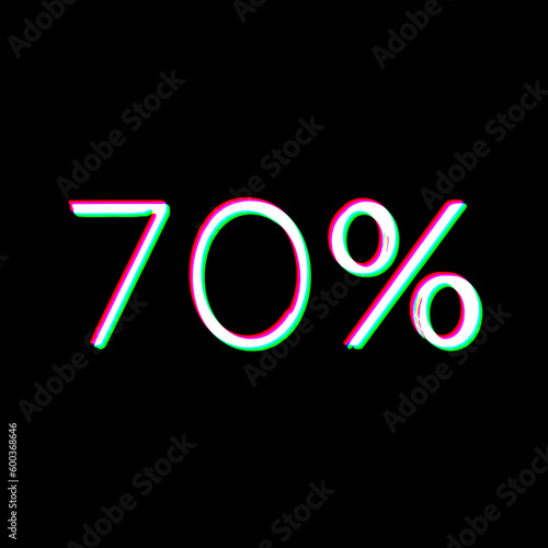 White Black 70 % Percent Sign Text Business Sale Price Off Discount Symbol Grudge Scratched Dirty Style Punk Print Symbol illustration