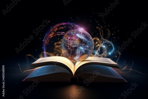 Open magic book world. Generate Ai