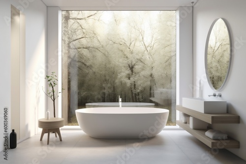 design interior window house room white tub apartment clean indoor home. Generative AI.