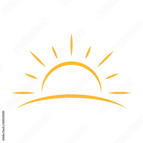 A half sun is setting downwards icon vector sunset concept for graphic design, logo, website, social media, mobile app, UI illustration