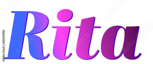Rita - pink and blue color - female name - ideal for websites, emails, presentations, greetings, banners, cards, books, t-shirt, sweatshirt, prints
