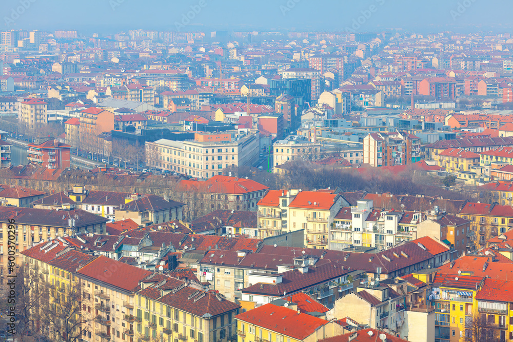 Turin City View From Above . Torino Italy Cityscape