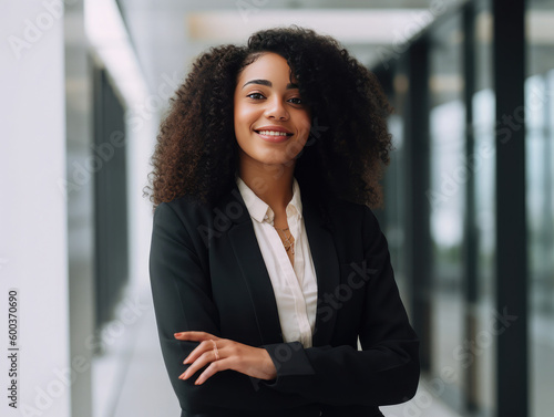 Portrait of a confident young black businesswoman. Generative AI