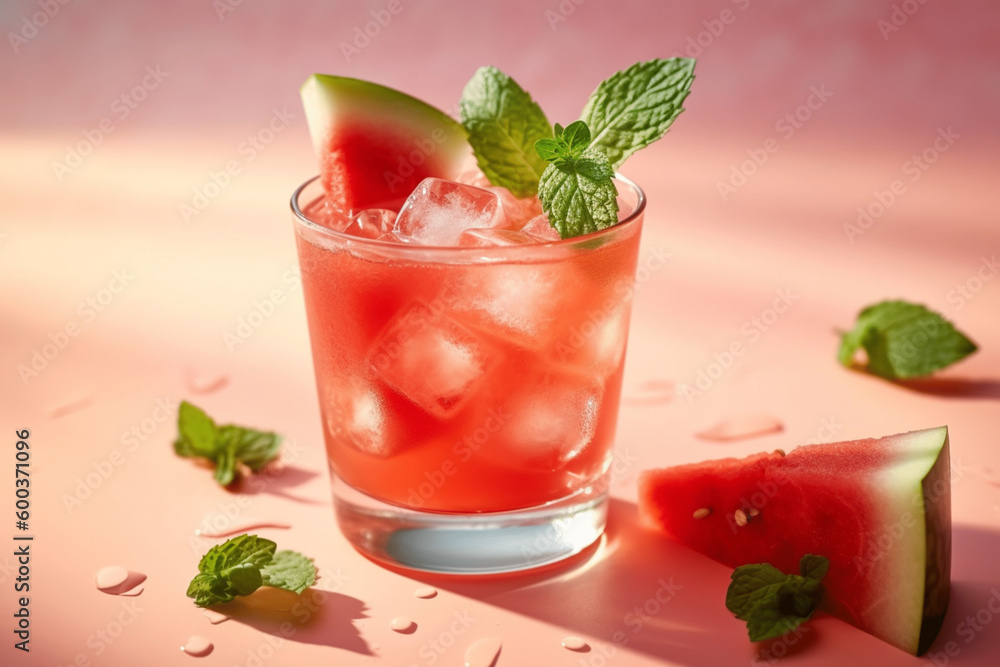 Watermelon cocktail with mint generative ai Watermelon cocktail with mint generative ai