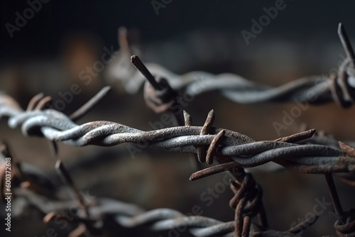 illustration, rusty barbed wire, ai generative.