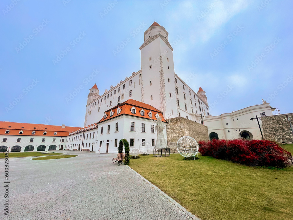 Large rebuilt baroque castle on a hilltop in Bratislava, Slovakia Large rebuilt baroque castle on a hilltop in Bratislava, Slovakia