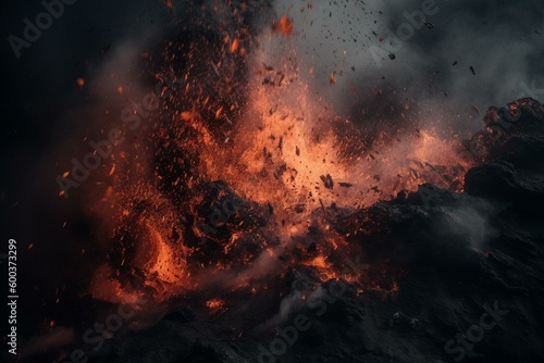 Outburst of magma and ash from a volcano. Generative AI