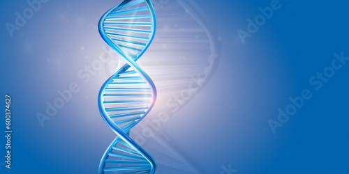 Double helix DNA on a blue background.