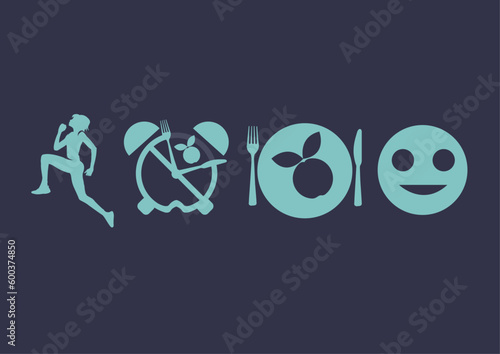 illustration d'icône comme logo de nutrition et naturopath du jeune et sport et régime alimentaire avec le bon psychique