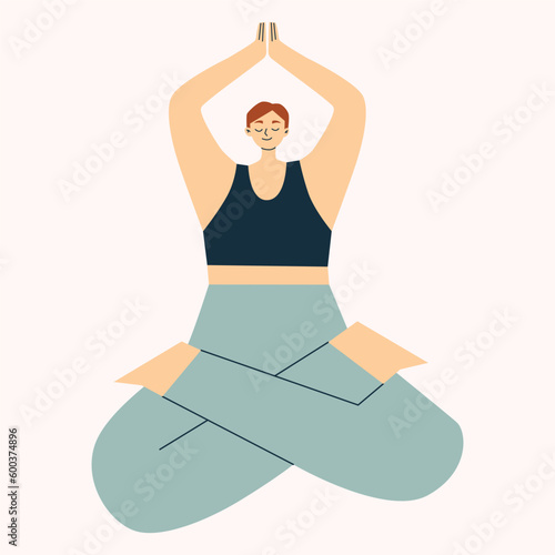 Young woman doing yoga lotuspose. 