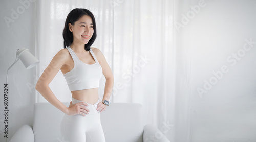 Free Download fitness, sport and healthy lifestyle concept , smiling young woman exercising at home - GFXLoad