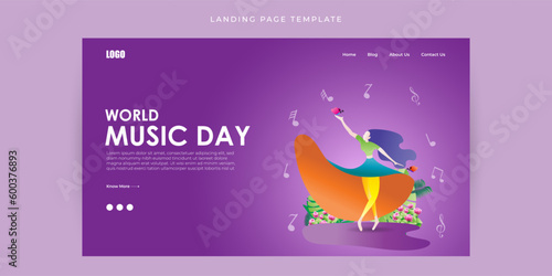 Vector illustration of World Music Day social media feed story mockup template