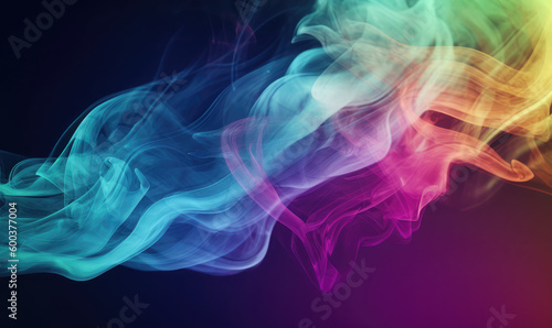 Abstract colorful smoke background on black. Generative AI