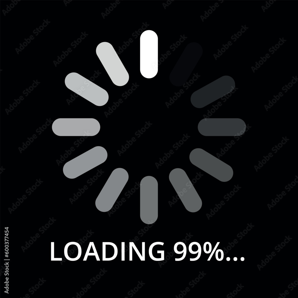 Vector illustration of internet page loading progress, 99% loading. Vector illustration of internet page loading progress, 99% loading.