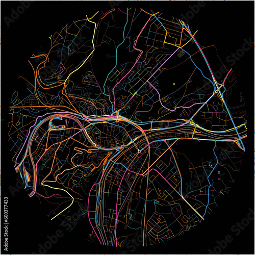 Colorful Map of Namur, Namur with all major and minor roads.