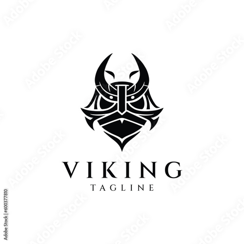 Viking Helmet logo design vector illustration