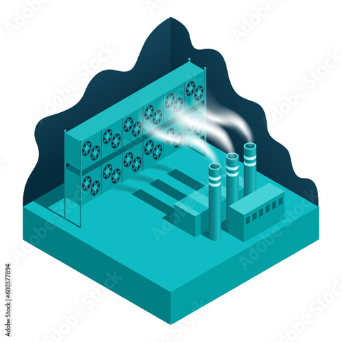 Decarbonization using fans - CO2 capture isometric