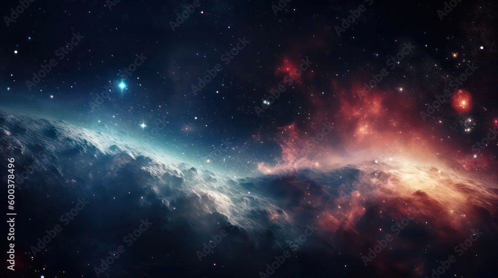 Fototapeta premium Abstract space background. Galaxies, nebula and stars in space. Generative AI.