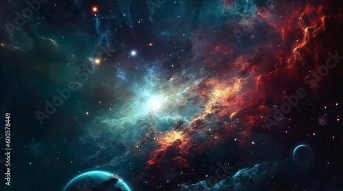 Abstract space background. Galaxies  nebula and stars in space. Generative AI.