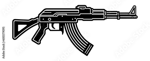 Fotografie, Tablou illustration of a gun, assault rifle illustration