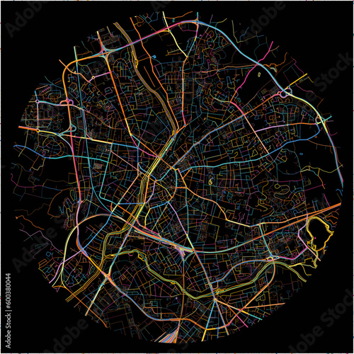 Colorful Map of LeMans, Sarthe with all major and minor roads. photo