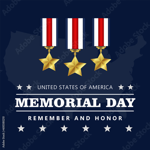 memorial day america poster invitation and square social media post template design