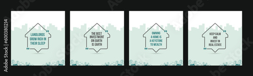 Real Estate Quotes, Home Concept 
Blog, Social Media Design Template Vector. Sayings, Inspirational
