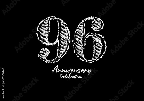 96 years anniversary celebration logotype white vector, 96th birthday logo, 96 number design, anniversary year banner, anniversary design elements for invitation card and poster. number design vector