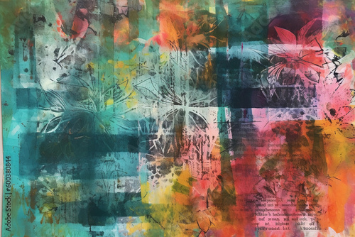 A colorful abstract painting Gel printing AI generation