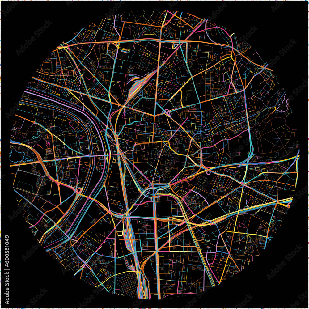 Colorful Map of SaintDenis, SeineSaintDenis with all major and minor