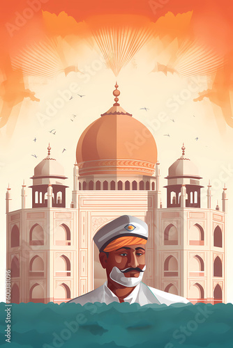 A poster for the taj mahal in india. AI generation