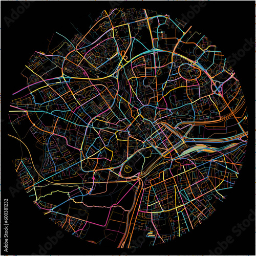 Colorful Map of Caen, Calvados with all major and minor roads.
