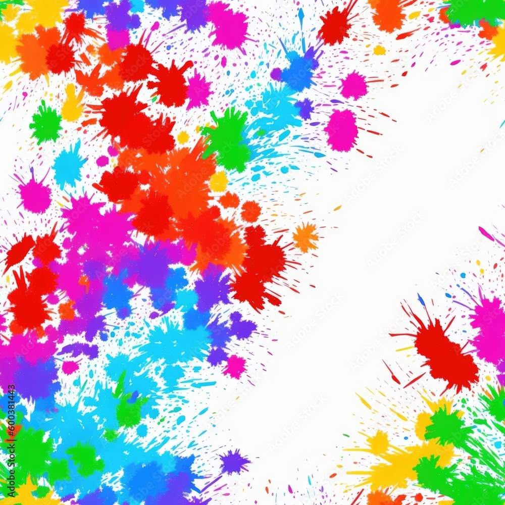 Multicolored splashes of paint on a light background. Seamless pattern. Created by a stable diffusion neural network. Multicolored splashes of paint on a light background. Seamless pattern. Created by a stable diffusion neural network.