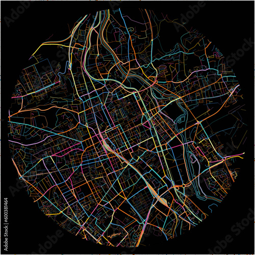 Colorful Map of Nancy, Meurthe-et-Moselle with all major and minor roads.