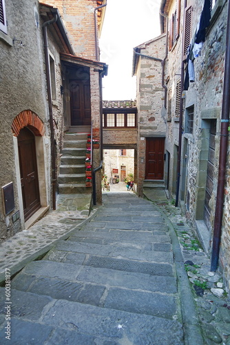 Glimpse of the medieval old town of Anghiari  Tuscany  Italy