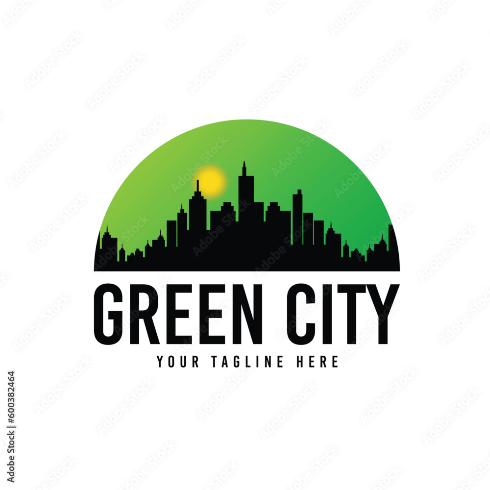 Green city building logo design vector template