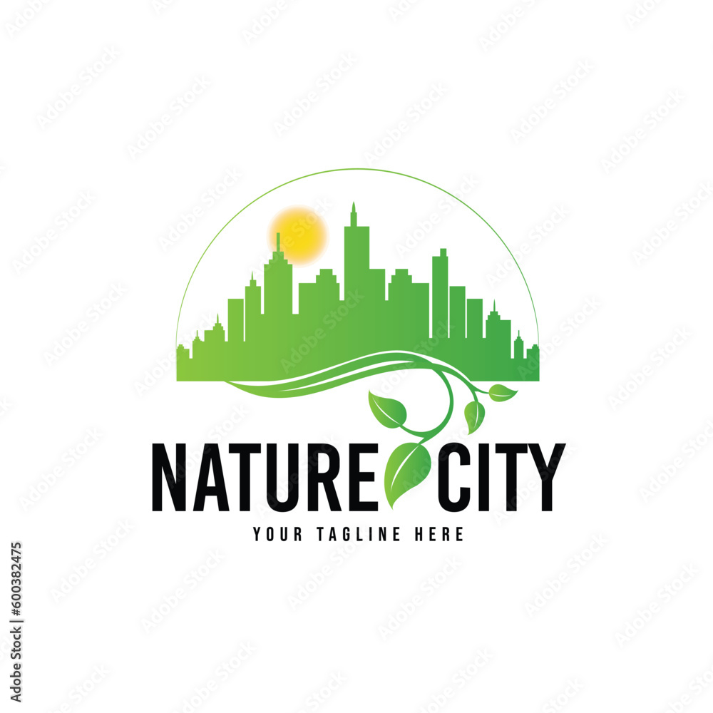 Nature city logo design vector template