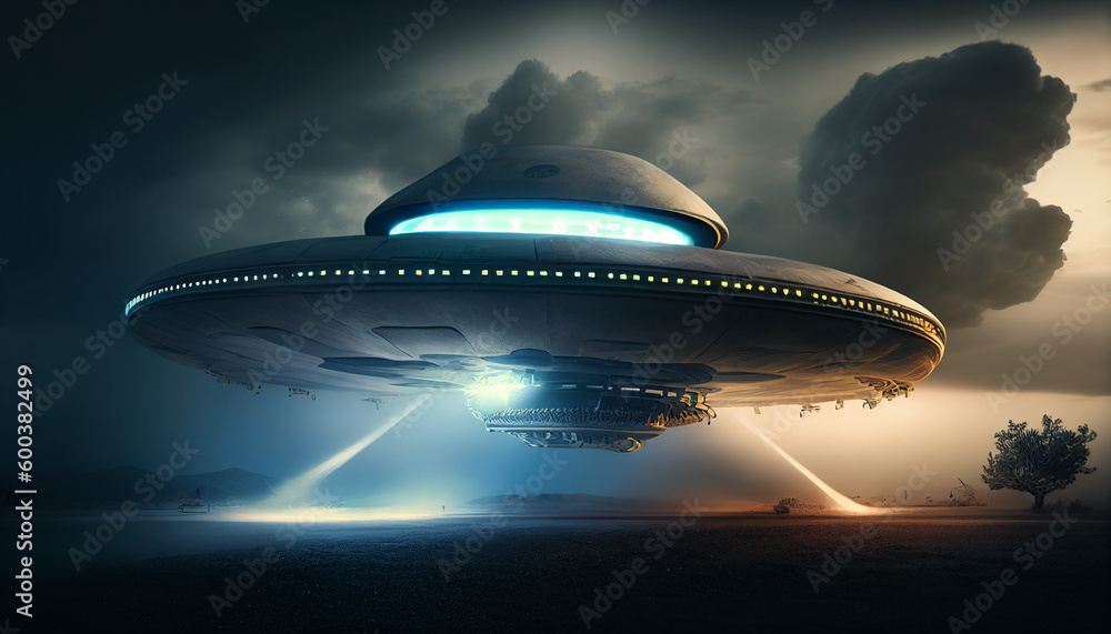 A spaceship with a large dome on the top, Generative AI A spaceship with a large dome on the top, Generative AI