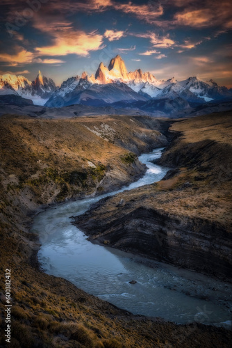 Wonderful view point at Patagonia in Argentina that can see Mount Fitz Roy as background with Las Vueltas River as foreground. © Jack
