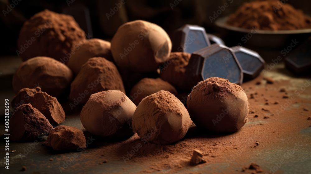 Chocolate truffles A rich chocolate candy made with ganache and rolled