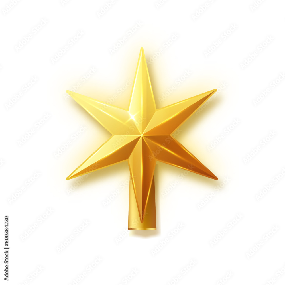 Christmas gold tree topper vector. 3d realistic golden star decoration in , decorative traditional shiny design for top of Xmas pine tree. Vector Christmas gold tree topper vector. 3d realistic golden star decoration in , decorative traditional shiny design for top of Xmas pine tree. Vector