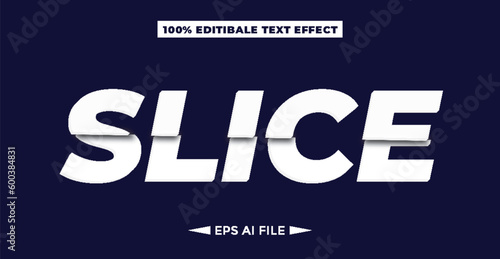 A blue and white slice fully editable text effect with blue background, slice, text, effect, letter, cut, vector, typography, editable, alphabet, illustration, lettering, font, type, broke, modern,