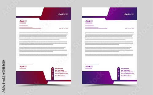 Modern Creative corporate business letterhead layout template design.