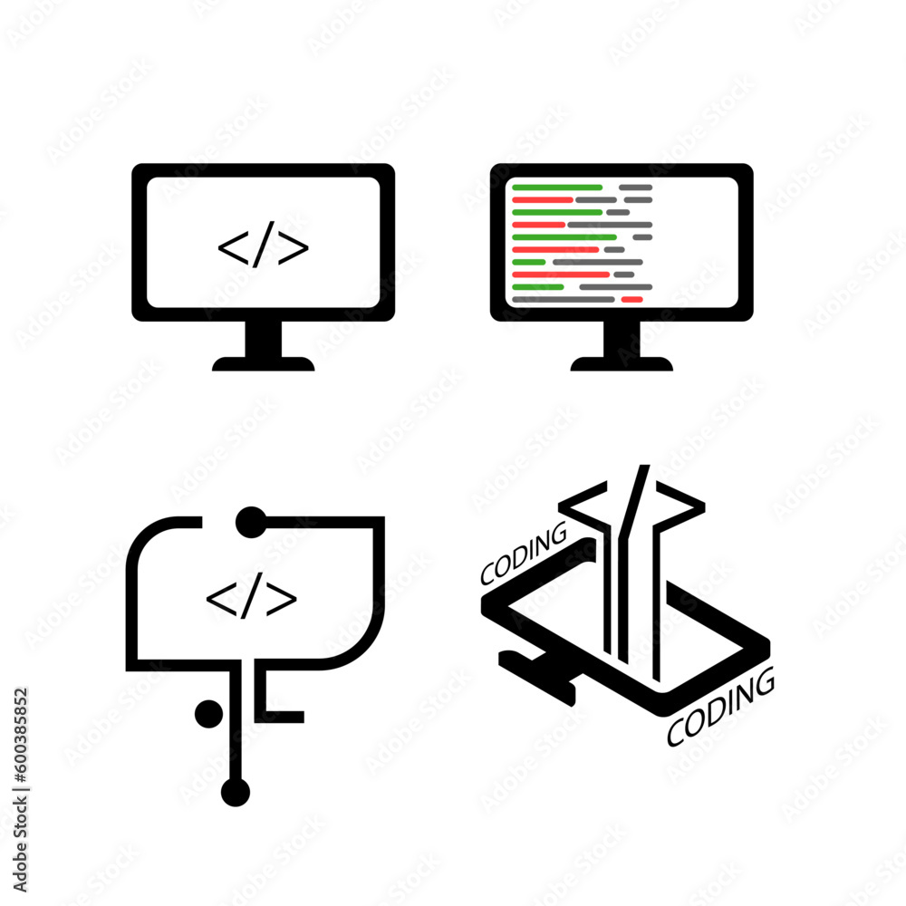 computer icon design set. vector computer. coding and computer programming. computer and technology logo. for the purposes of a programmer and designer computer icon design set. vector computer. coding and computer programming. computer and technology logo. for the purposes of a programmer and designer