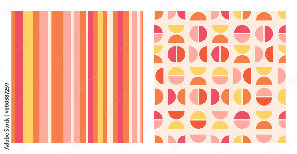 Set of seamless patterns in 60s, 70s, 80s style, 