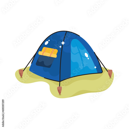 Tent doodle filled vector outline icon. EPS 10 file