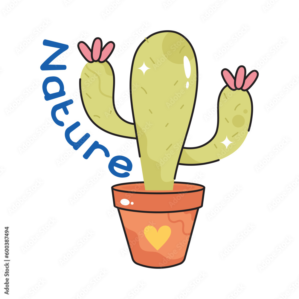 Cactus doodle filled vector outline icon. EPS 10 file